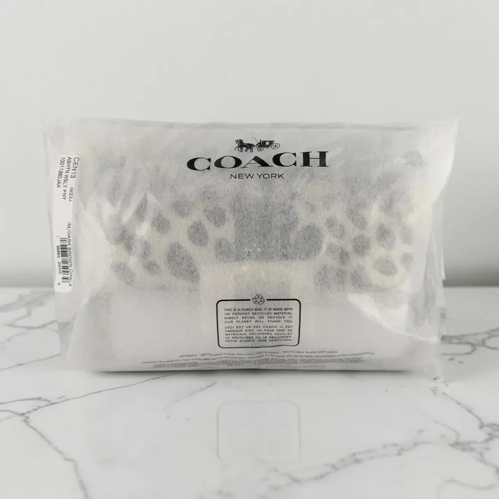 Coach Ashton Wristlet In Haircalf Gold/Dark Brown Chalk Cheetah Print CEN13 NWT